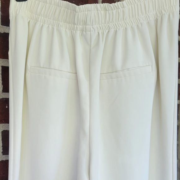 Cream Palazzo Pants High Waisted Rise Wide Leg Belted Pleated A New Day XS - Picture 5 of 6